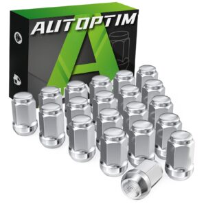 AUTOPTIM 1/2-20 Lug Nuts - Replacement for 1987-2018 Jeep Wrangler JK, 2002-2012 Liberty, 1993-2010 Grand Cherokee, Ford Explorer Edge Mustang Aftermarket Wheel, Chrome Closed End Tire Nuts 20pcs