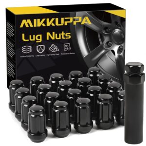 MIKKUPPA M12x1.5 Spline Lug Nuts - Replacement for 2006-2024 Honda Civic, 2003-2024 Accord, 1997-2024 CRV, 1983-2023 Toyota Camry, 1996-2023 RAV4 Aftermarket Wheel - Black 20pcs Closed End Lug Nuts