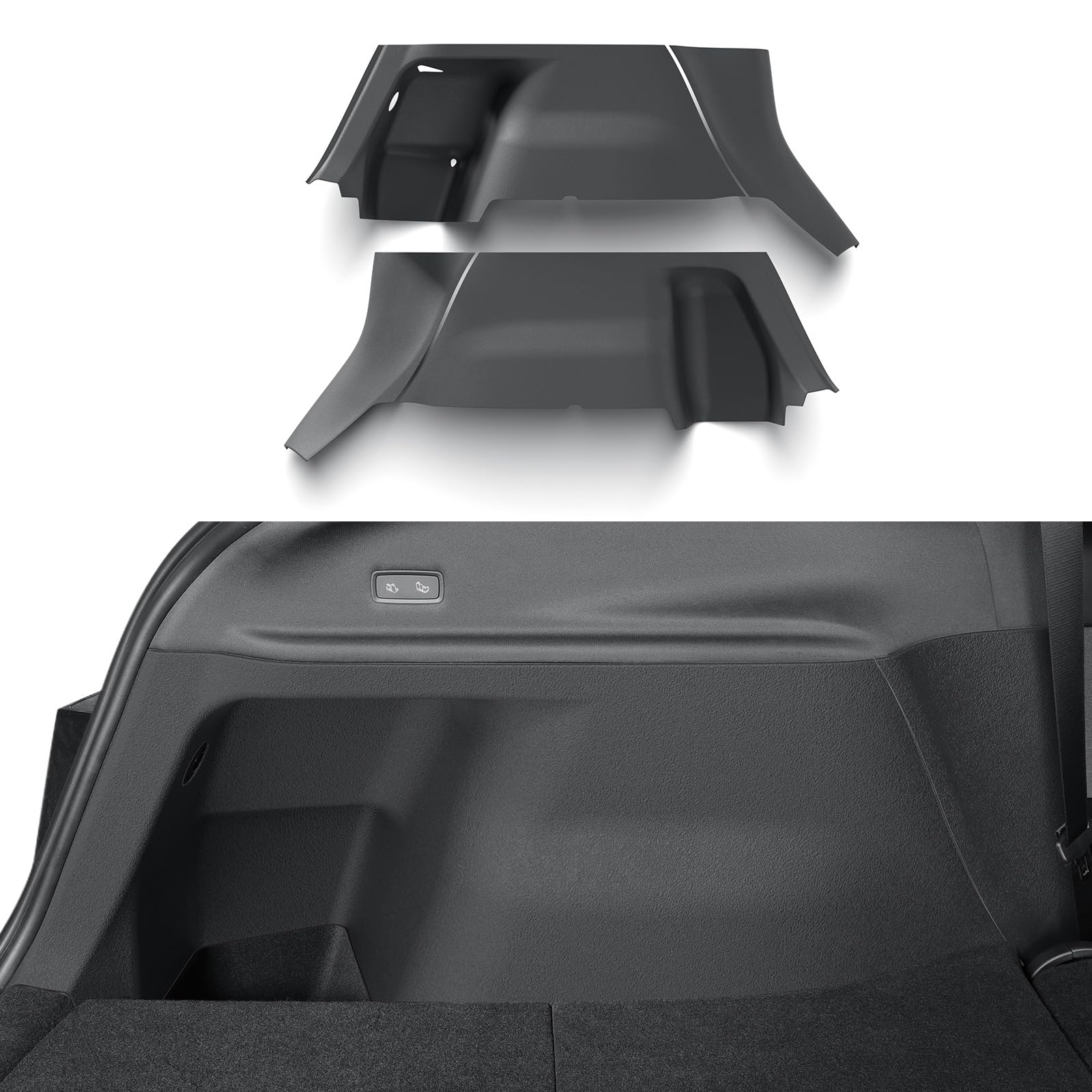 Froved 2025 2026 Model Y Juniper Trunk Side Anti-Scratch Protection Mats 4PCS TPE Waterproof Rear Trunk Left & Right Suede Panel Mat for Model Y Refresh Juniper (Standard/Premium)-NO for (Performance)