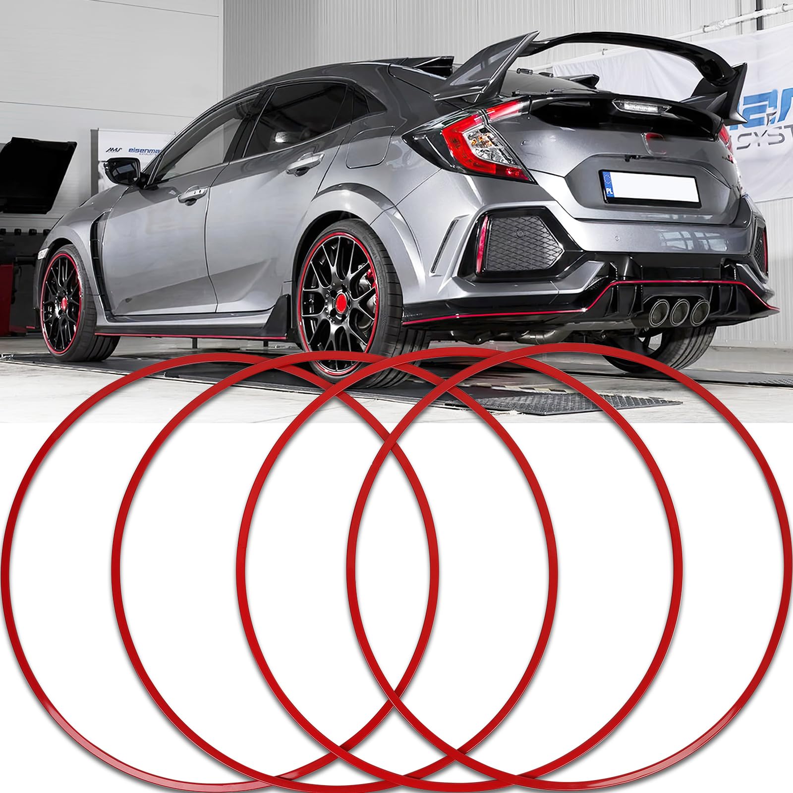 DREAMOTOR Wheel Rim Protector Set of 4, 18 Inch Alloy Rim Guards for Car Rims Compatible with Tesla Model 3 Mustang Explorer Honda CR-V Toyota Corolla Camry RAV4 Hyundai Mazda CX-5 Nissan Altima Kia