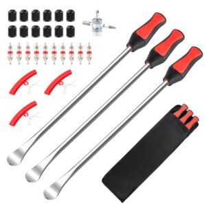 Rpeconu 15" Tire Spoons Kit, Tire Changing Tool for Motorcycles, Dirt Bikes, Lawn Mowers and More, 29PCS Tire Removal Tool Set, with Tire Spoon, Rim Protector, Valve Tool, Valve Cover and Valve Core