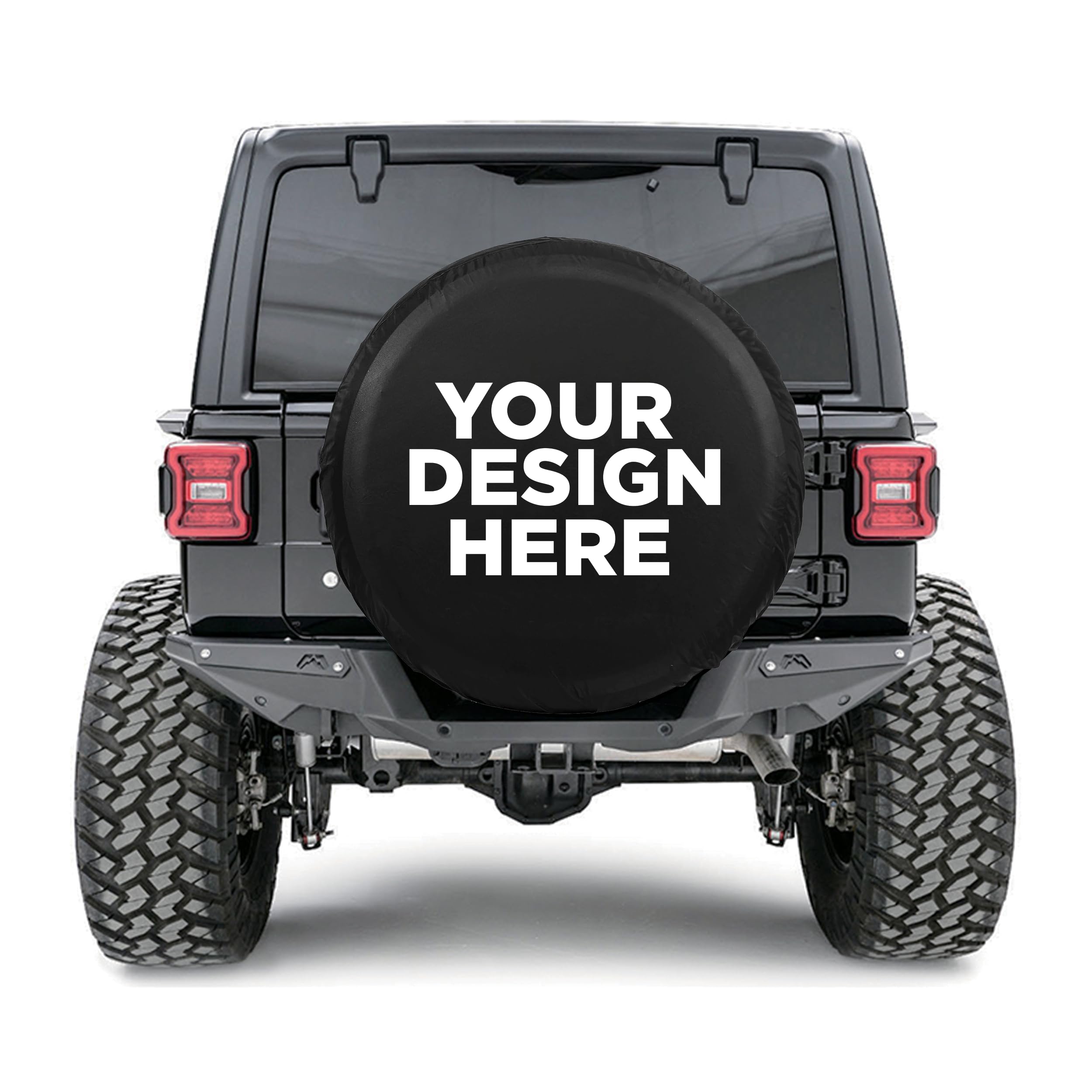 TESFANS PVC Leather Custom Spare Tire Cover - Durable Personlized Tire Cover with Your Logo Photo Design - Heavy Duty Spare Tire Covers Compatible for Jeep Wrangler Trailer SUV Bronco RV