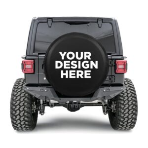 TESFANS PVC Leather Custom Spare Tire Cover - Durable Personlized Tire Cover with Your Logo Photo Design - Heavy Duty Spare Tire Covers Compatible for Jeep Wrangler Trailer SUV Bronco RV