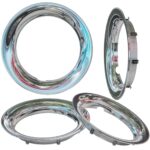 OxGord Beauty Trim Rings for 15 inch Rally Wheels 1 1/2 inch Deep Chrome ABS with Metal Clip & Ring Retention