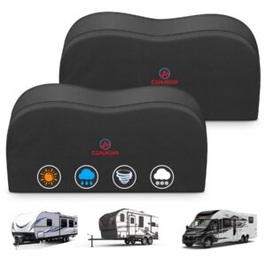 Comnova RV Tire Covers 2 Pack - 600D Dual Axle Tire Cover for Camper RV Trailer Truck, Waterproof Heavy Duty Fade-Resistant Dual Wheel Protector Cover, Fits Tire Diameters 27-29 Inch