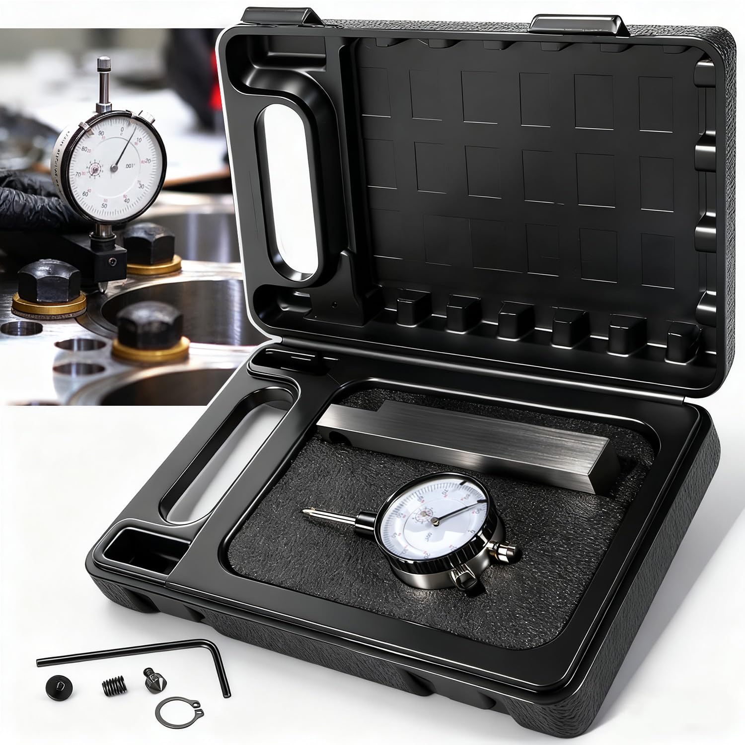 6434 Sleeve Height and Counter Bore Gauge for All Diesel Engines, Cylinder Bore Gauge Range: 0-1.00", Graduation: 0.001", Reading: 0-100