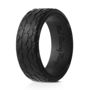 Rad Racing Rings - Silicone Tire Tread Ring or Wedding Band for Car Guys and Gals and Motorsports Enthusiasts | Lightweight, Comfortable, and Safe for Steering Wheels | Mechanics and Tradespeople (Bur