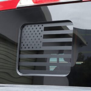 Zxiaochun Rear Middle Window American Flag Decal for Ford F150 F250 F350 2015-2021 2022 2023 2024 2025 2026 Back Center Sliding Window Glass USA Flag Vinyl Sticker Exterior Accessories (Matte Black)