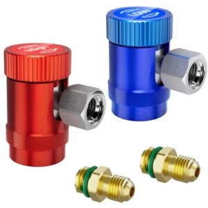 HTOMT R1234yf Adapter,Adjustable R1234yf Quick Couplers Adapter,Air Conditioning Line Repair Tools High/Low Side Connectors R1234yf Quick Coupler Kit,r-1234yf Adapter Set of 2