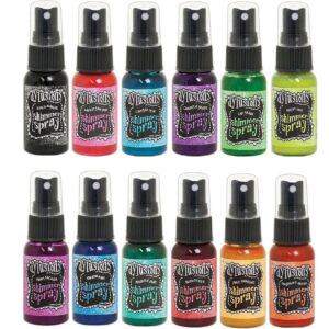 Pixiss 12 Color Shimmer Spray Bundle – Vibrant Pearlescent Ink Sprays for Mixed Media, Journals, Crafts, Scrapbooking, DIY Projects on Paper, Fabric, Wood, and Canvas