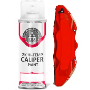 ERA Paints Red Brake Caliper Paint With Omni-Curing Catalyst Technology - 2K Aerosol Glossy Finish High Temp Resistance And Extreme Durability Against Color Fade And Chemicals Like Brake Fluid