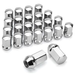 dynofit 24pcs 14x1.5 OEM Lug Nuts 1.75 inch(45mm) Height 7/8" Hex(22mm), M14-1.5 One-Piece Design Factory Chrome Wheel Lugnuts for Silverado & Tahoe GMC Sierra 1500 Buick Dodge Cadillac Chrysler