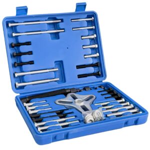 SUGOOE Harmonic Balancer Puller Set Steering Wheel Pulling Set, Power Steering Pulley Puller Installer Tool Set Flywheel Remover, 46-Piece Tool Kit