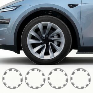Rim Protectors for Tesla Model Y Juniper 2025-2026 - 4PCS 20" Helix Wheel Rim Covers, Anti-Curb Rash Protective Rim Covers, Silver Rim Protector for Tesla Model Y 2026