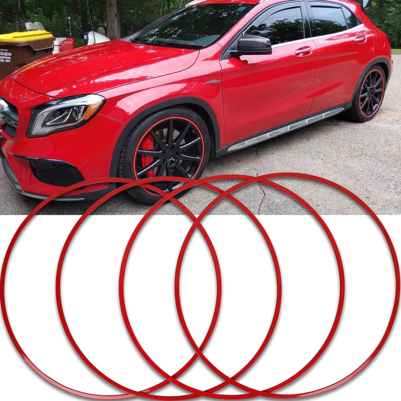 DREAMOTOR Wheel Rim Protector Set of 4, 20 Inch Alloy Rim Guards for Car Rims Compatible with Tesla Model Y 3 S Honda CRV Dodge Charger Toyota Ford Mustang Mach-E Explorer 3 Series X5 Hyundai Audi A4