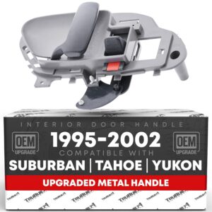 Interior Front Driver Door Handle, Upgraded Metal - Compatible with 1988-2000 Chevrolet GMC C1500, K1500, C2500, K2500, K3500, 92-94 Blazer, 95-99 Tahoe; 00 GMC Yukon - Gray - OEM 15708043, 77187CD