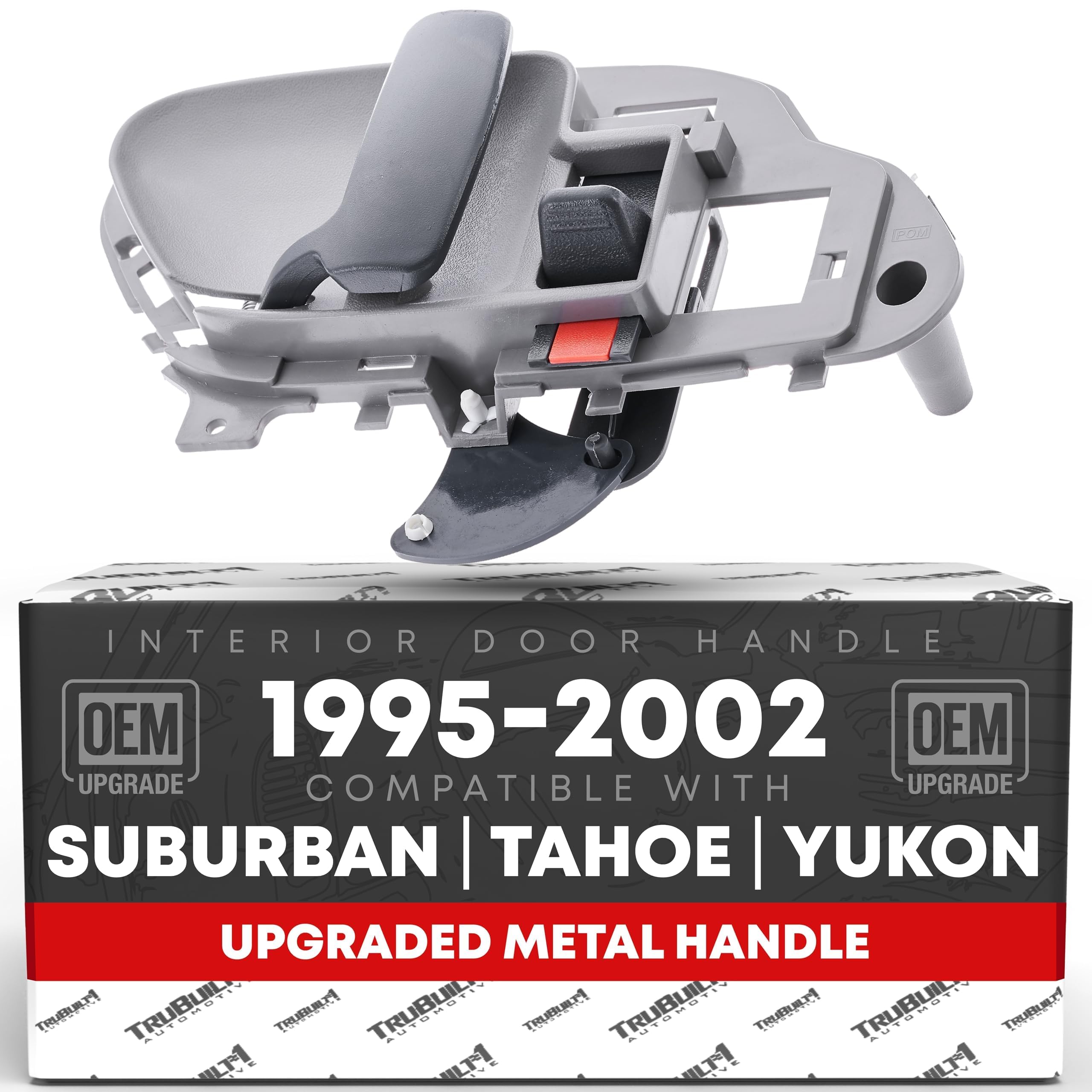 Interior Front Driver Door Handle, Upgraded Metal - Compatible with 1988-2000 Chevrolet GMC C1500, K1500, C2500, K2500, K3500, 92-94 Blazer, 95-99 Tahoe; 00 GMC Yukon - Gray - OEM 15708043, 77187CD