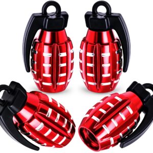 MEAJOO 4 PCS Tire Valve Stem Caps, Aluminium Alloy Tire Valve Stem Covers Universal for Cars, Trucks, SUV, Motorcycles, Bike and Bicycles (Red)