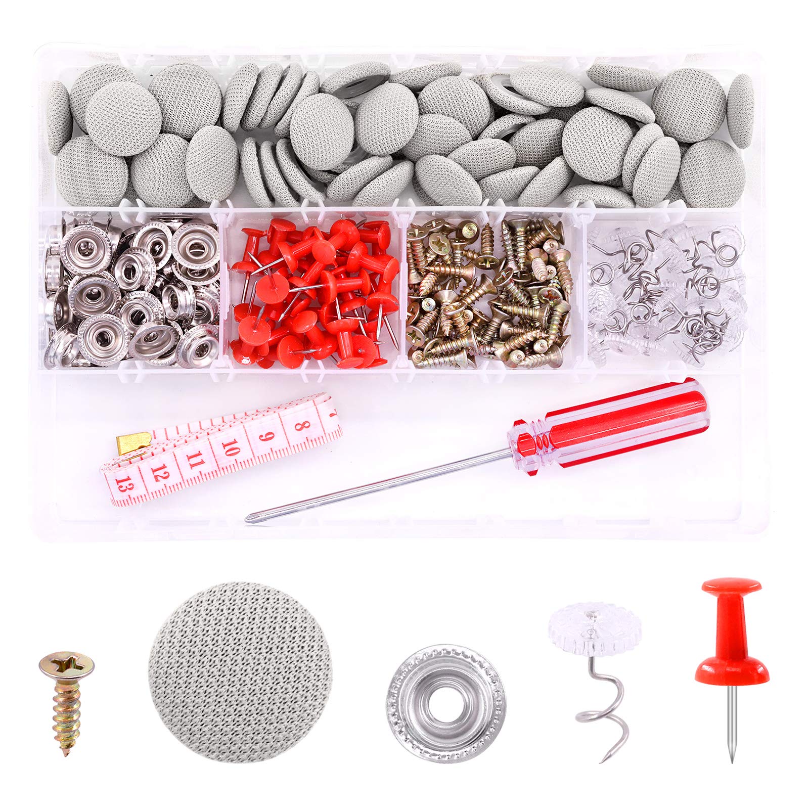 Swpeet 272-Piece Gray Car Roof Headliner Repair Kit with Rivets, Things and Installation Tool, Bed Skirt Pins and Retainer Design for Car Roof Flannel Fixed