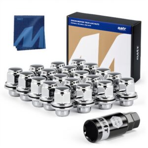Orion Motor Tech M12x1.25 Lug Nuts, 12x1.25mm Wheel Lug Nuts Compatible with Infiniti Q70 Q45 Q50 G37 I30, Nissan 350Z 370Z 200SX, Subaru Forester BRZ Outback WRX, Mag Lug Nut with Washer, Set of 20
