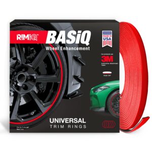 RIMiQ BASiQ 1/4" Universal Styling Trim - 26 Feet, 6 Colors, Flat Design, Easy to Apply with Premium 3M Tape - Versatile Rim Styling and Color Accent for Cars, Trucks, SUVs - Red