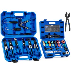 Orion Motor Tech Fuel Line Disconnect & Hose Clamp Pliers Tool Set, 35pc Master Disconnect Tool Kit with Fuel A/C Disconnect Pliers, Auto Long Reach Hose Clamp Remover Kit with Clic R Type Swivel Jaw