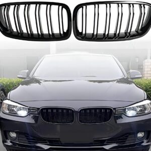 F30 Grill - Front Kidney Grille Black Grill for 2012-2018 BMW 3 Series F30 F31 320i 328i 328d 330e 330i 335i 340i 328i (Gloss Black-Double Slats)
