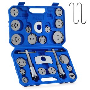 Orion Motor Tech Brake Caliper Wind Back Tool Kit, 24pc Brake Caliper Compression Tool Set with Thrust Bolt Assemblies Retaining Plates Caliper Hangers 18 Disc Adapters, Caliper Tool with Case