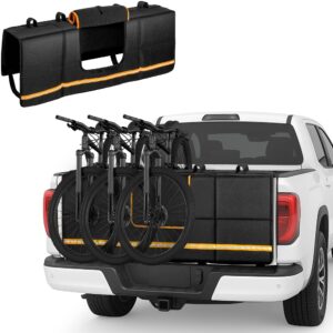 Marscamd Tailgate Bike Pad for Full-Size Pickup Truck (61"+ Tailgate Width), Holds Up to 5 Bikes, Thick Tailgate Cover with Storage Pocket, Black