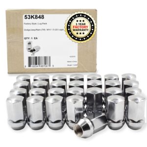 Wheel Accessories Parts 32 Pcs M14x1.5 14x1.5 Thread OEM Style Lug Nuts 1.65" Long Chrome 7/8" 22mm Hex Fits RAM 2500 ｜ 3500 6509422AA ｜ 611-330