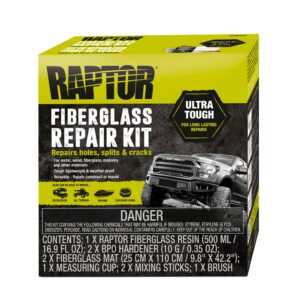 RAPTOR Fiberglass Repair Kit, Ultra Tough, for Long-Lasting Repairs On Holes, Splits & Cracks, Automotive Repair Kit
