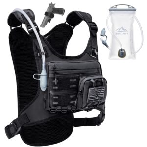 Zelvot Running Vest with 2L Water Bladder, Hydration Backpack, USA Original Patent, Lightweight Hydration Pack with Gear Holder, Reflective Chest Pack for Men Women for Marathon (Black, M/L)