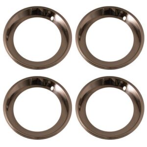 Set of 4 Stainless Steel 15 Inch Beauty Trim Rings with Metal Clip Retention System - Part Number: IWC1515D25