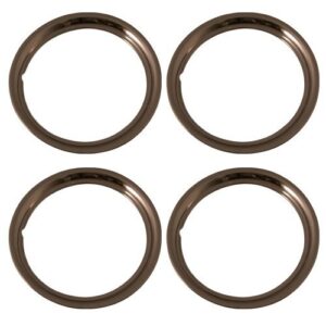 Set of 4 Stainless Steel 15 Inch Beauty Trim Rings with Metal Clip Retention System - Part Number: IWC1515S