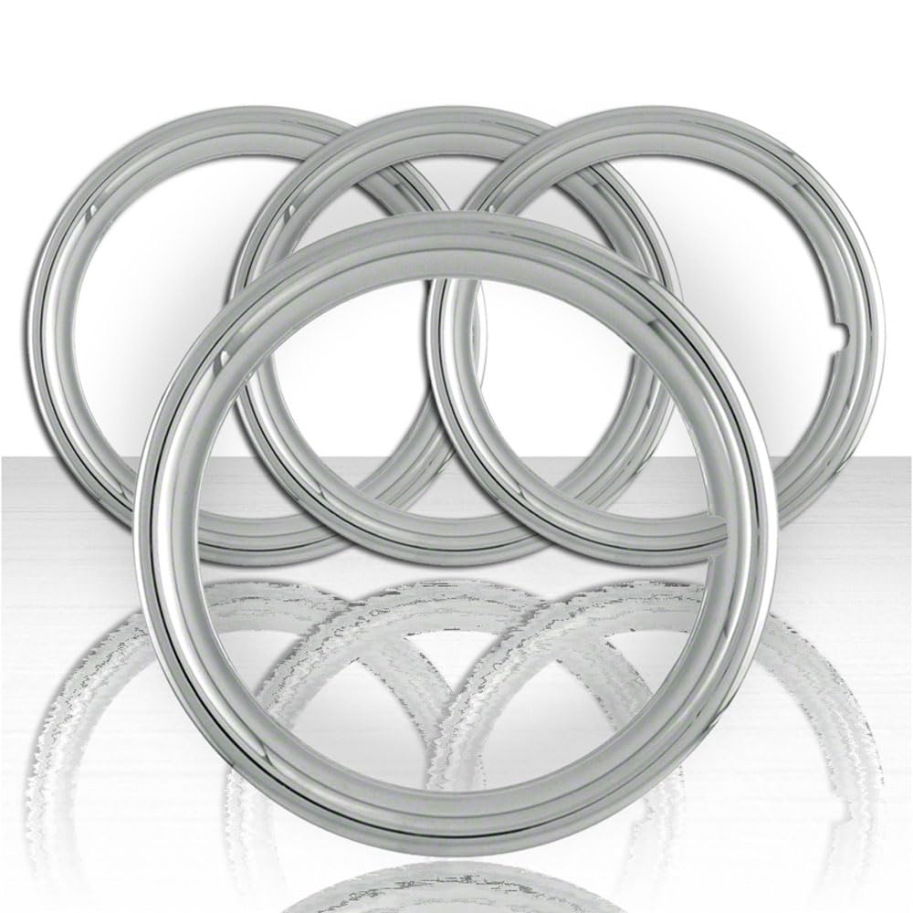 Set of Four 16' Polished Stainless Steel 1 1/2' Deep Wheel Trim Rings