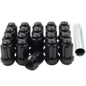 Wheel Accessories Parts 20 Pcs M14x1.5 14x1.5 Thread Short Truck 1.50" Long Spline Lug Nuts Black 6 Spline Hex Fits Chevy Camaro Corvette ｜ Dodge Charger Challenger ｜ Ford Mustang ｜ Jeep Wrangler