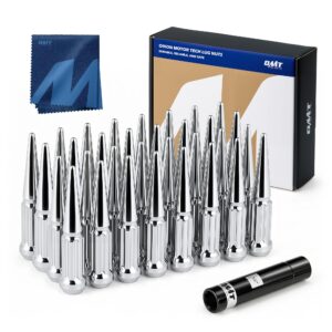 Orion Motor Tech 14mmx1.5 Lug Nuts Chrome 32 Piece, M14x1.5 Spike Lug Nuts Wheel Accessories Compatible with Chevy Ram Ford GMC