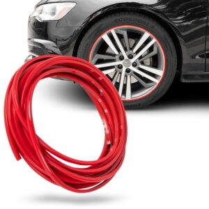 TRUE LINE Automotive Wheel Rim Protector (Red) - Premium Quality Ultimate Guard for 4-Inch Rims - Original L-Shaped Trim, Scratch Prevention, Adhesive Install - Made in USA