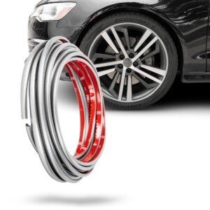 TRUE LINE Automotive Wheel Rim Protector (Silver/Gray) - Premium Quality Ultimate Guard for 4-Inch Rims - Original L-Shaped Trim, Scratch Prevention, Adhesive Install - Made in USA