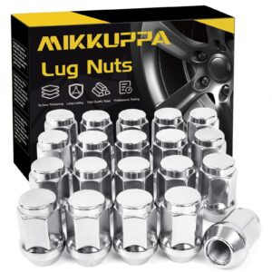 MIKKUPPA 20PCS 1/2-20 Lug Nuts - Replacement for 1991-2018 Ford Explorer, 2007-2014 Edge, 1964-2014 Mustang Aftermarket Wheel, Chrome Closed End Solid One-Piece Tire Nut