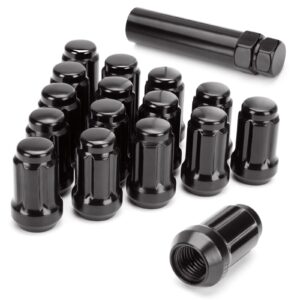 ATV 3/8-24 Lug Nuts, 16 Pack 3/8x24 Polaris Lug Nuts 6 Spline Cone Acorn Seat with 1 Socket Key, Compatible with Polaris Ranger RZR Sportsman 400 500 570 600 700 800