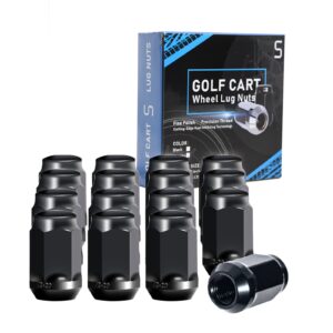 Shu-Ran Golf Cart Wheel Lug Nuts Standard 1/2"-20 for EZGO & Club Car (16 Pack) Black
