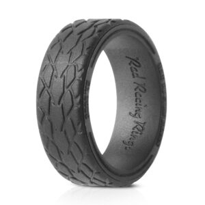 Rad Racing Rings - Silicone Tire Tread Ring or Wedding Band for Car Guys and Gals and Motorsports Enthusiasts | Lightweight, Comfortable, and Safe for Steering Wheels | Mechanics and Tradespeople (Sil