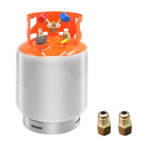 30LBS Refrigerant Recovery Tank with Float Switch,Upgraded Reusable Recovery Tank HVAC for All Refrigerant, 30 lb. Capacity ac Recovery Tank HVAC with 2 Pcs ¼ to ½ Adaptor, Orange