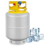 FAHKNS Refrigerant Tank 50 LB Reusable Recovery Cylinder Tank 1/4 SAE Y-Valve for Liquid/Vapor HVAC Recovery Can Without Float Switch Gray Yellow for R12, R22, R134A, R410A, Butane, Propane