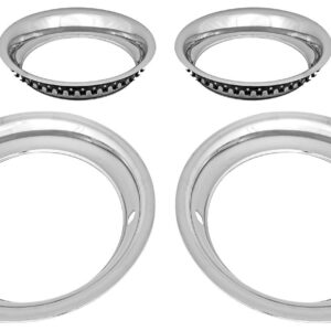 JEGS Stainless Steel Trim Ring Set for 15 in. x 8 in. Wheels [4-Piece Set]