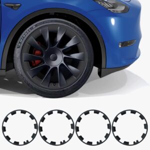 RAYLUXE Tesla Model Y Rim Protector Fit 20" Induction Wheels 2020-2024|Wheel Covers 20 inch|ABS Guard Hubcap Cover for Curb Rash Prevention| Model Y Accessories|Matte Black(Set of 4)