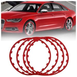CATRP-Flower Stand Alloy Protector Rim Set of 4, Wheel Edge Decorative Protection Ring 16-20" Automotive Rims Guard Protection Trim, Wheel Protection Ring for Most Car Model(Size:17 inch,Color:Red)