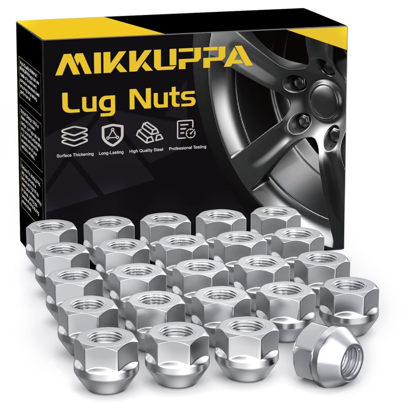 MIKKUPPA M14x1.5 Open End Lug Nuts - Replacement for Chevy GMC Silverado Sierra 1500 Colorado Suburban Tahoe F-150 Wheel Lug Nut Set (Pack of 24)