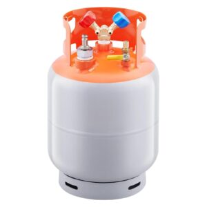 CooFel 30 lb Refrigerant Recovery Tank with Nitrogen, Reusable HVAC Recovery Cylinder with 2 Adaptors, 400 PSI Working Pressure, HP295 Steel, for All Refrigerants
